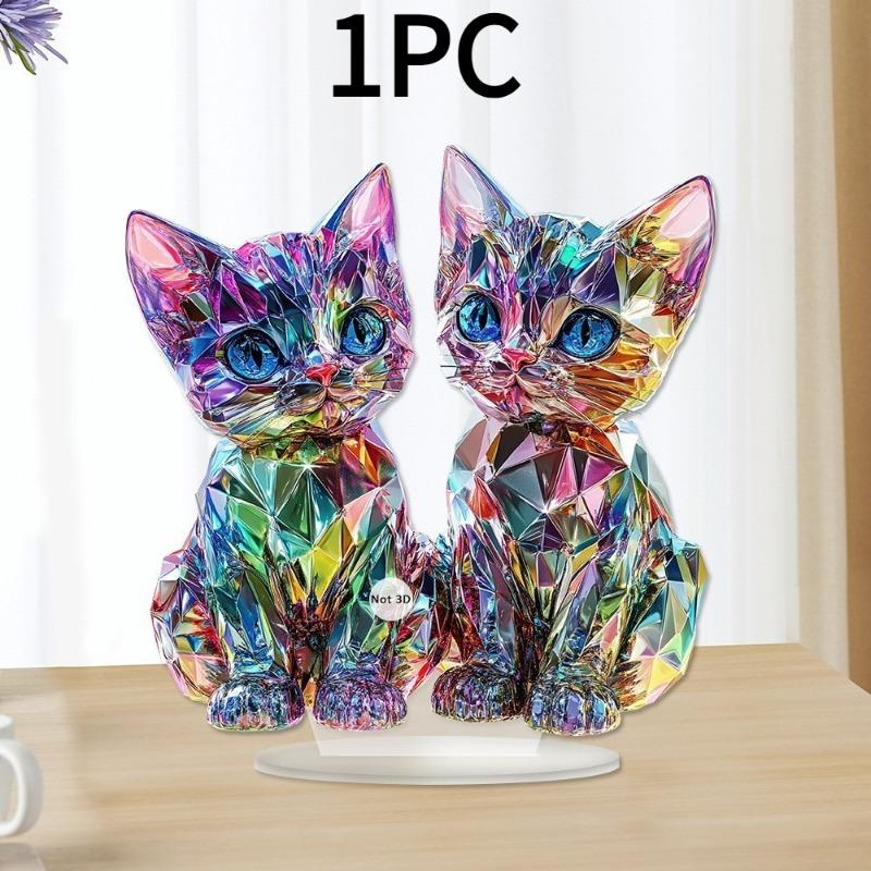 1 BUC Culoare Doi Pisoi Mobilier de Casă Sufragerie Birou Acril Colecție Ornament pentru Birou Ornament Cadou