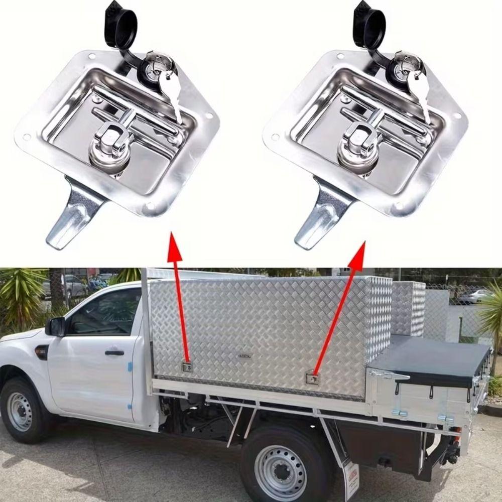 Compact Folding Lock Black Stainless Steel Lock User Convenience T-handle Lock Truck