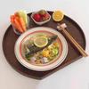 Japanese-Style Wooden Tableware Set: Breakfast Plate & Round Tray