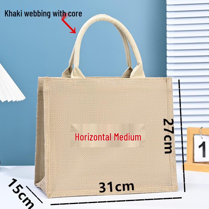 Durable Multi-Size Solid Color Linen Tote Bag - Hand-Painted Design