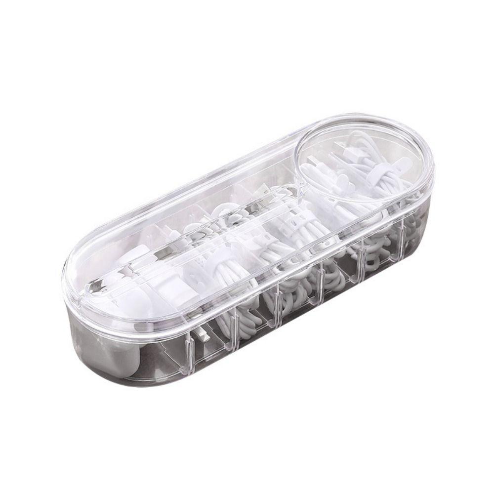 Plastic Data Cable Storage Box Transparent Large Capacity Data Cable Organizer Dust-proof with Cover Data Line Storage Container