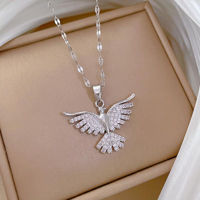 Women's Luxury Zircon Pendant Necklaces Jewelry with Stainless Steel Chain Party Birthday Necklace Earrings Fashion