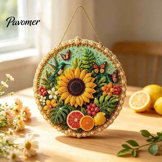 DIY Wreath Making Kit Pearl Painting for Adults Beginners, 3D Art Craft Set with Artistic Projects Frame, Decorative Seasonal Wall Hanging Home Decor