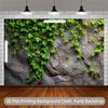 2D Flat Printing Green Ivy & Dark Rock Wall Backdrop 122x96inch Party Background Cloth