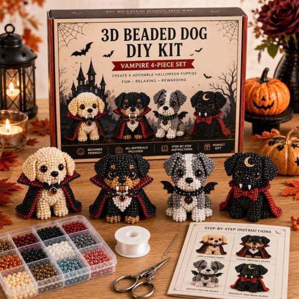 Süßes Design Halloween Perlenhund-Set Tierform Handgemachtes Perlenkunst-Set Heimdeko