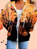 Halloween 3D Printed Hooded Cardigan Plus Size Autumn Winter Retro