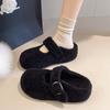 Thick-soled Fluffy Slippers Women's New Autumn and Winter Outer Wear 2025 Direct Supply for One-pedal Small Height-increasing Flat-bottomed Slippers