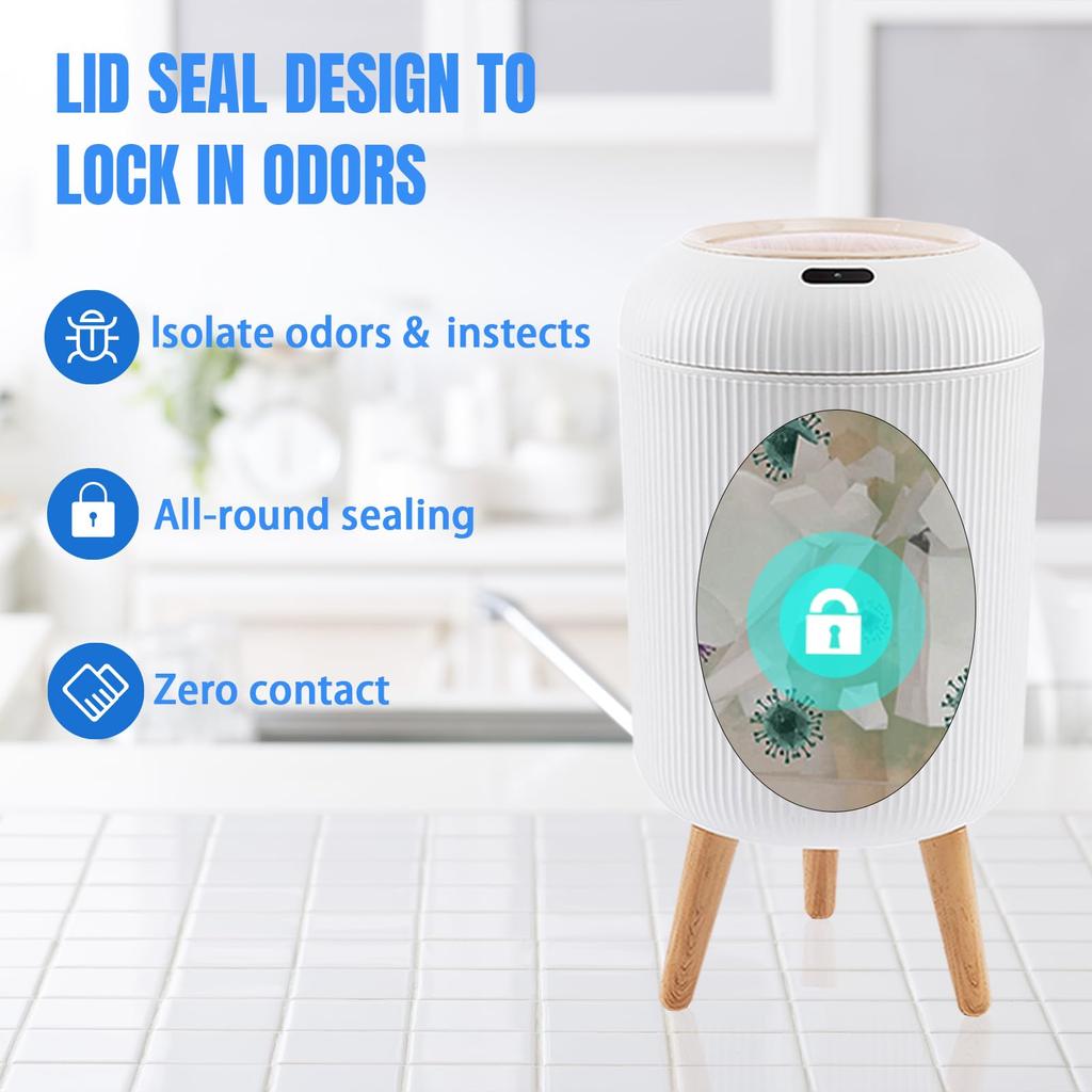 Automatic Trash Can with Lid Small Plastic Smart Trash Can Motion Sensor Trash Can for Bedroom Bathroom Kitchen Office