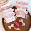 8Pcs/Set Sweet Flower Bow Baby Hair Clip Korean Pink Plaid Dot Bowknot Princess Girls Hairpin Barrettes Kids Hair Accessories