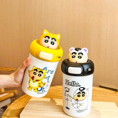 Crayon Small New Thermos Cup Male and Female Students New High Appearance Level Student Water Cup Pot Stainless Steel Children's Straw Cup