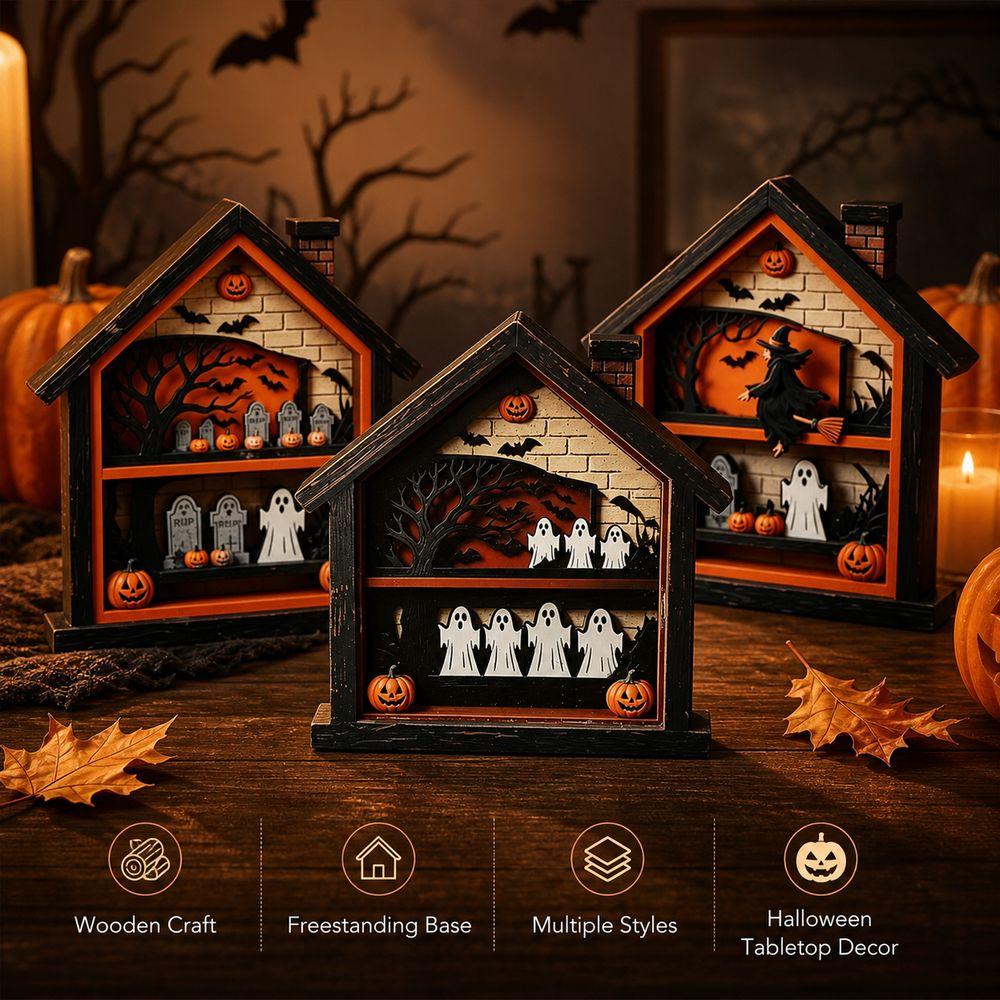 Layered Structure Halloween Haunted House Decoration Tabletop Halloween Decor