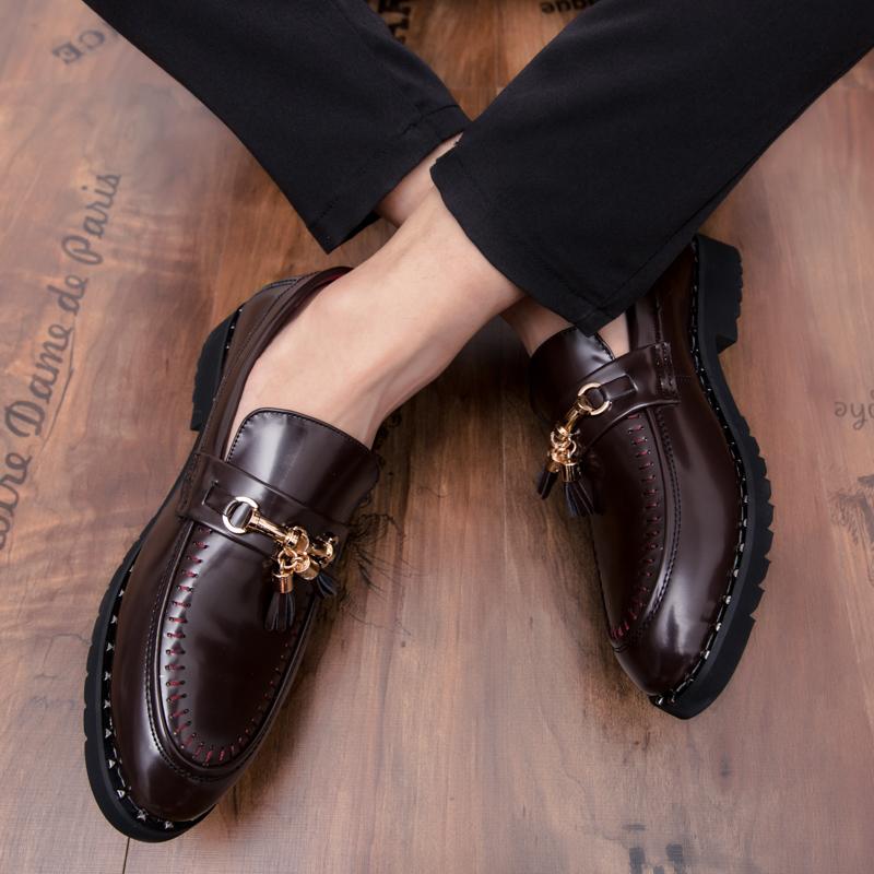 Fashion Men Comfortable Slip on Business Casual Shoes Leather Loafers Fashion Men Thick Soled Hot Sale Moccasins Man Handmade Leather