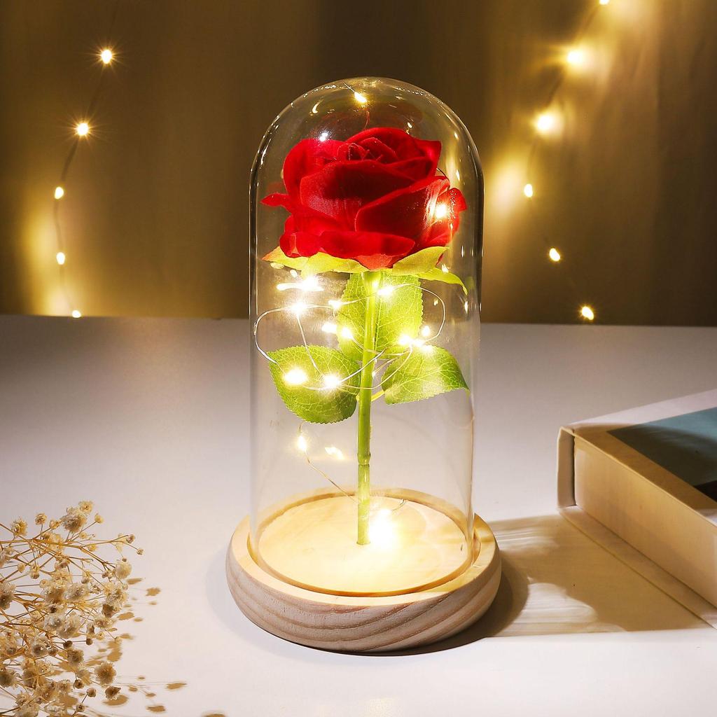 Eternal Rose Night Light: Glass Dome Gift for Christmas, Valentine's Day, or Qixi Festival