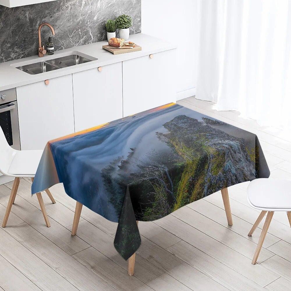 Day Road Dusk Sunset Scenery Printed Tablecloth Outdoor Picnic Camping  Antifouling Waterproof Table Home Decoration