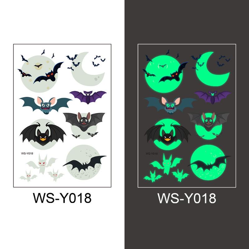New Halloween Children's Night Light Tattoo Stickers Cartoon Cross Border Bat Party Festival Green 3D
