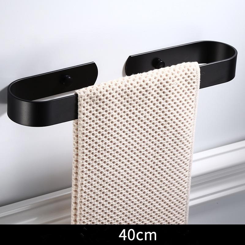 Tuqiu Handtuchstange Nagelfrei Einzelne Badezimmer-Handtuchaufhängung Weißes Aluminium Handtuchstange Mattschwarz Handtuchhalter 30/40/50/60 cm