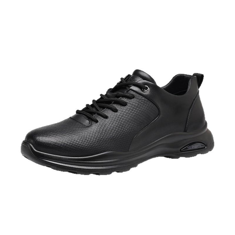 Red Dragonfly Men's Waterproof Leather Casual Shoes - Spring/Autumn Breathable Soft Sole Dad Shoes