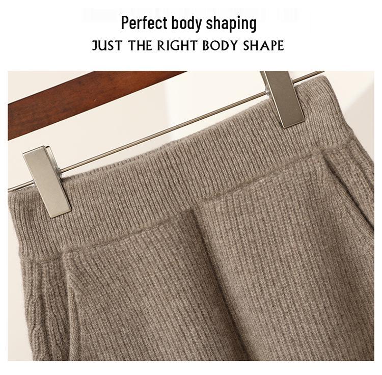 100% Vlna Šortky dámské s vysokým pasem áčkového střihu - Evropský podzimní/zimní styl