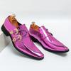 FashionHot Luxury Pink Mens Patent Leather Shoes Designer High Quality Pointed Chelsea Formal Shoes Man Dress Wedding Party Shoes Men