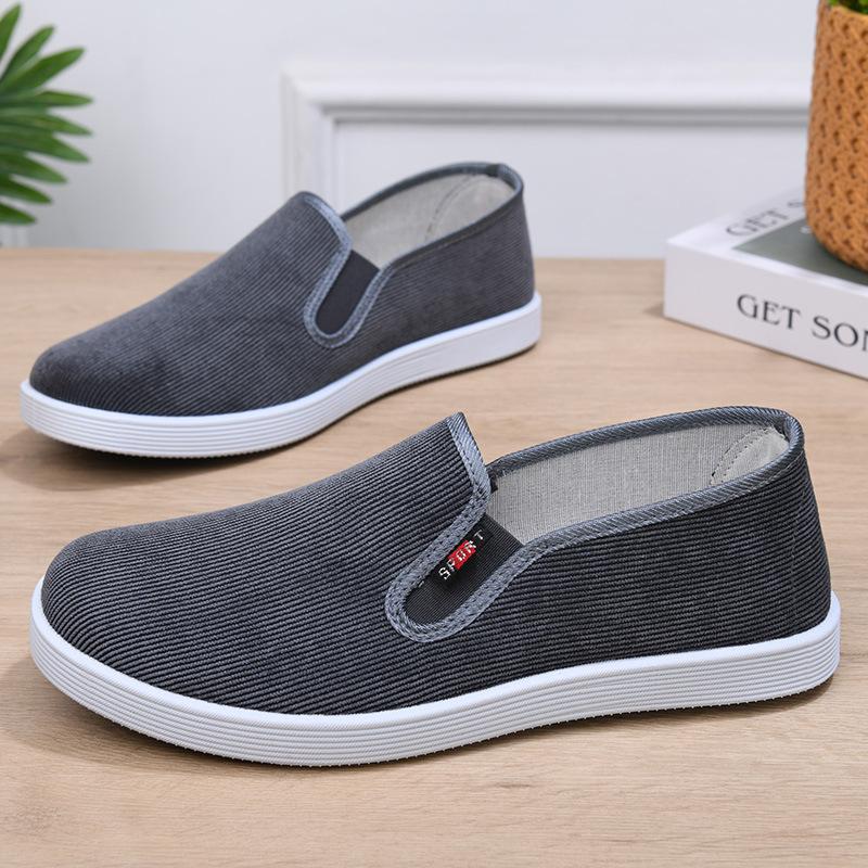 Spring New Cloth Shoes Men's Shoes Strip Velvet Casual Shoes Men's Black Shoes Breathable