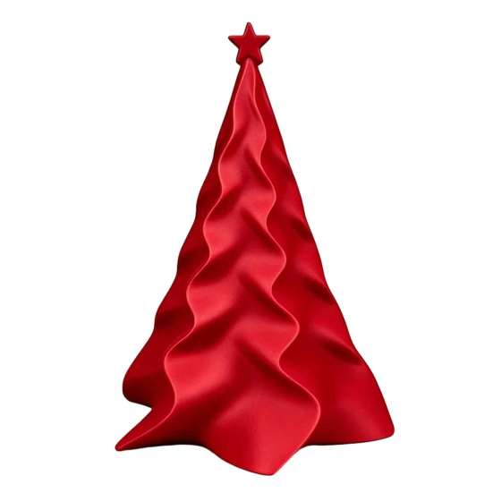 Compact Seasonal Shelf Ornament 3D Printed Pleated Christmas Tree Ornament, Small Wavy Desktop Mini Decoration with Star Topper for Holiday