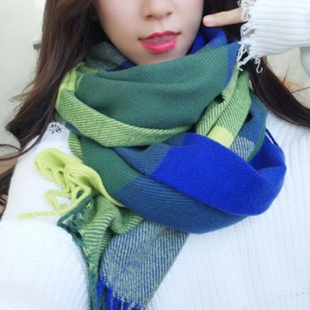 Keep Warm Plaid Scarf Thick Shawl Wrap Casual Imitation Cashmere Shawl  Autumn Winter