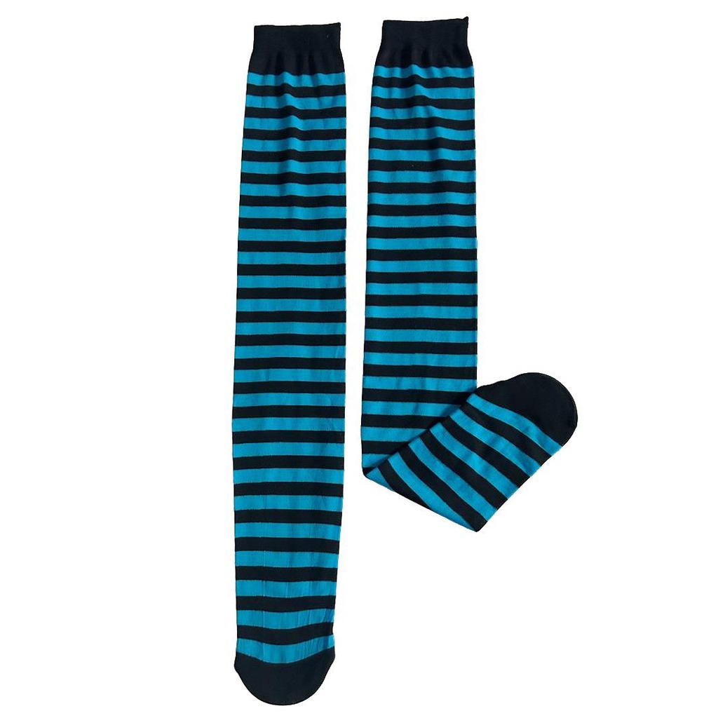 Halloween & Christmas Striped Thigh-High Cosplay Socks: Women's Slimming Over-the-Knee Stockings