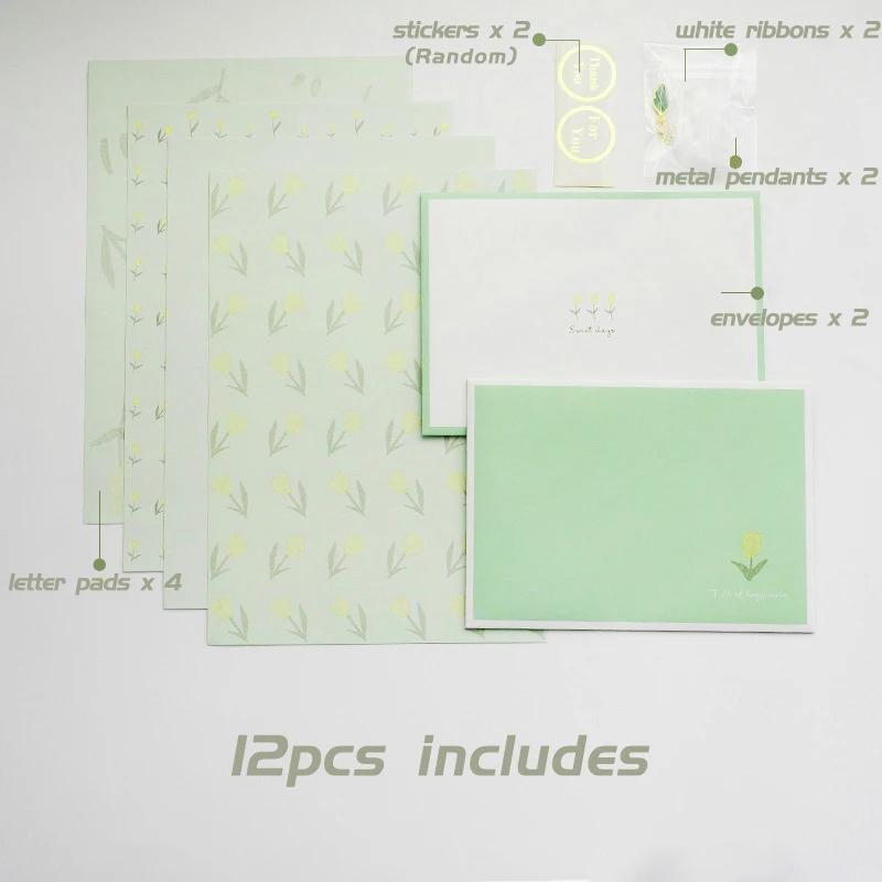 12pc/set Ins Floral Envelopes Kawaii Letter Pads DIY Wedding Party Invitations Cards Envelopes with Stickers Korean Stationery