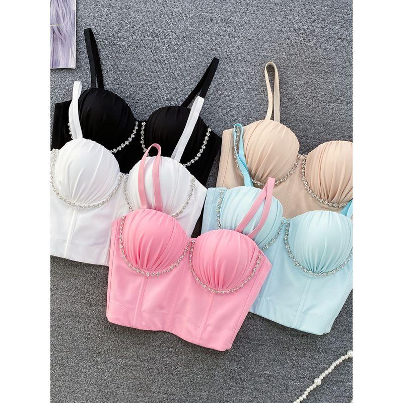 Sexy Ruched Diamond Shell Fishbone Silm Tube Top