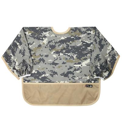 Pli? Color Matching Waterproof Long-sleeved Bib, 06 Gray Military, 1 Piece, 1 Piece