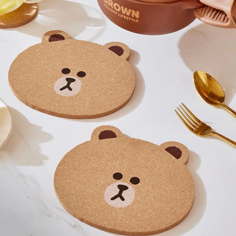 Braunbär Holzuntersetzer Verbrühschutz Wärmeisolierung Rutschfeste Tischsets Küchentisch Keramikteller Kasserollenuntersetzer Heimuntersetzer
