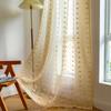 Lace Curtains Bohemian Tufted Textured Embroidery Floral Decoration Living Room Bedroom Sheer Tulle Curtain Bay Window Valance