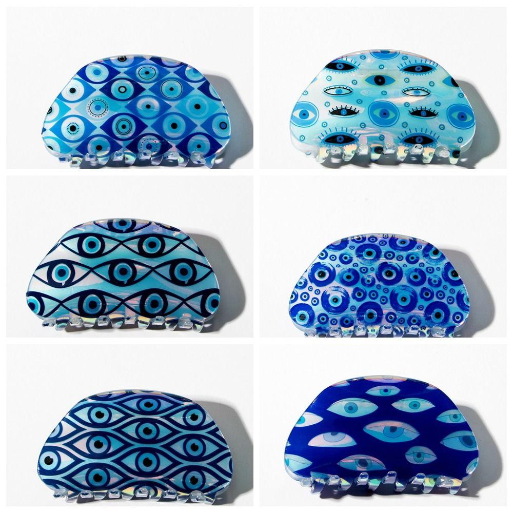 Kroean Style Blue Devil's Eye Shark Clip Hair Clip Blue Demon Eye Hair Claw Cute   Streetwear
