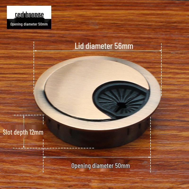 Zinc Alloy Desk Cable Grommet - Round Desktop Cable Pass-Through Cover