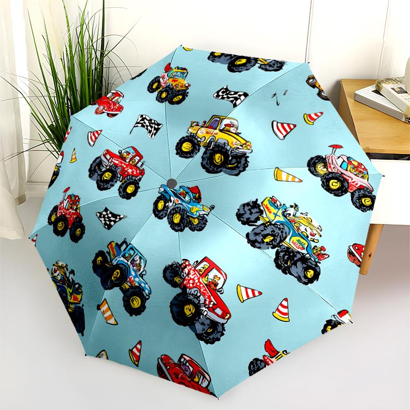 

Cartoon Car pattern, automatic folding umbrella, portable and foldable design, 8 ribs, a Christmas or birthday gift.