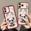Black Coat Panda Pattern Case For iPhone 17 Pro Max Funda Shockproof Bumper Cover For iPhone 16 Pro Max 15 14 13 12 11 Air 16E