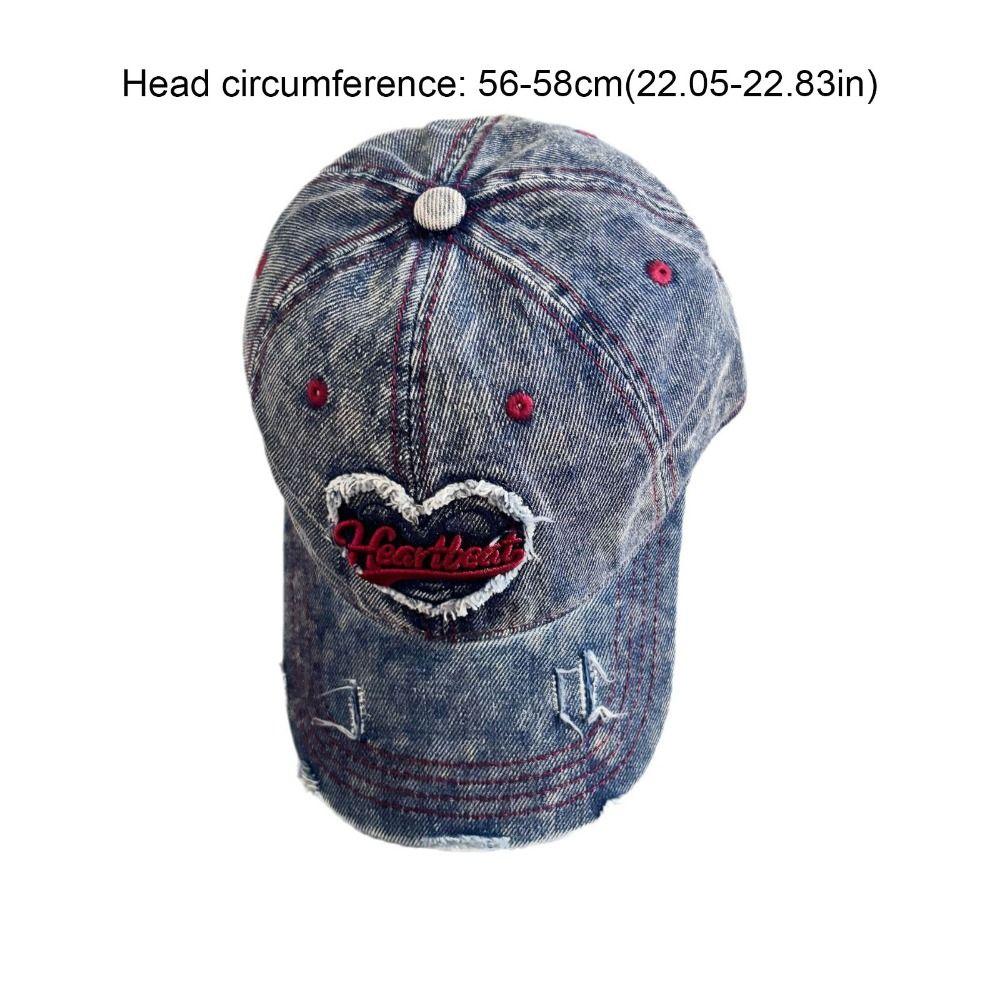 Versatile Love Vintage Baseball Cap Korean Style Y2K Letter Visors Embroidery Hip Hop Denim Snapback Cap Travel
