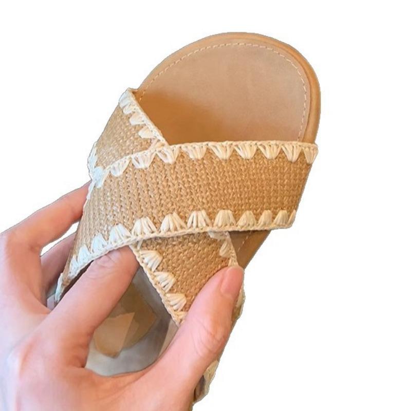 

Универсальная обувь Плетеная обувь Перекрещенные сандалии на одной линии Тапочки Женская обувь Обувь нового стиля 40