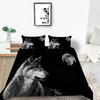 3D Wolf Print Pillowcase and Quilt Cover Full Size Bedroom Home Bedding Set Fashion Home Bedding Gift