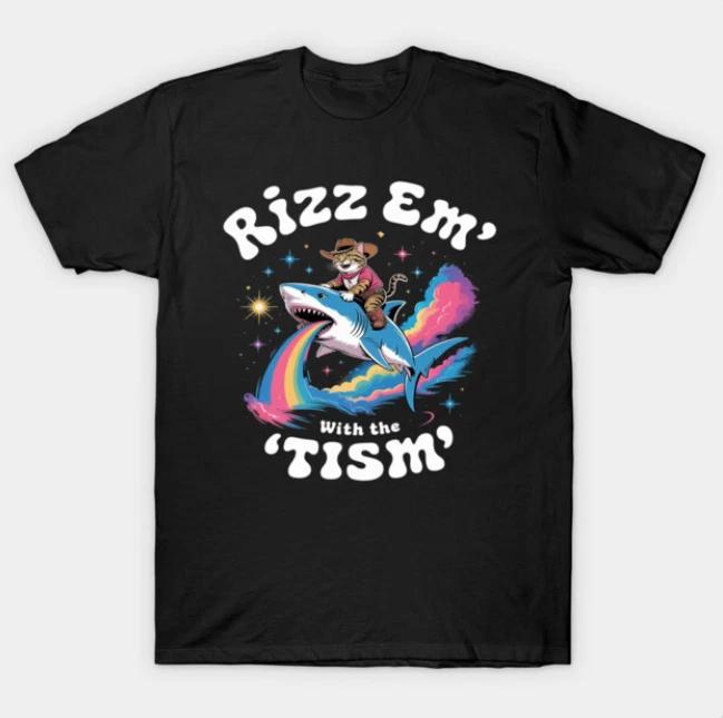 Rizz Em With The Tism Funny Cat Autism Awareness T-Shirt L