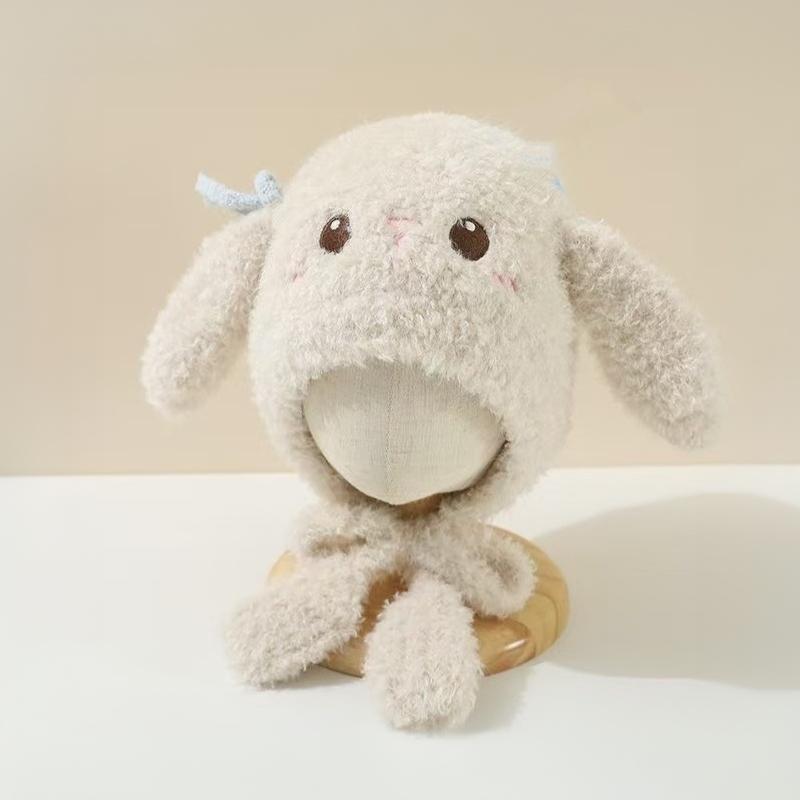 Warm Fleece Rabbit Ear Knitted Hat For Children Autumn Winter Unisex Baby Cute Little Girl Princess Style Windproof Ear Protetio