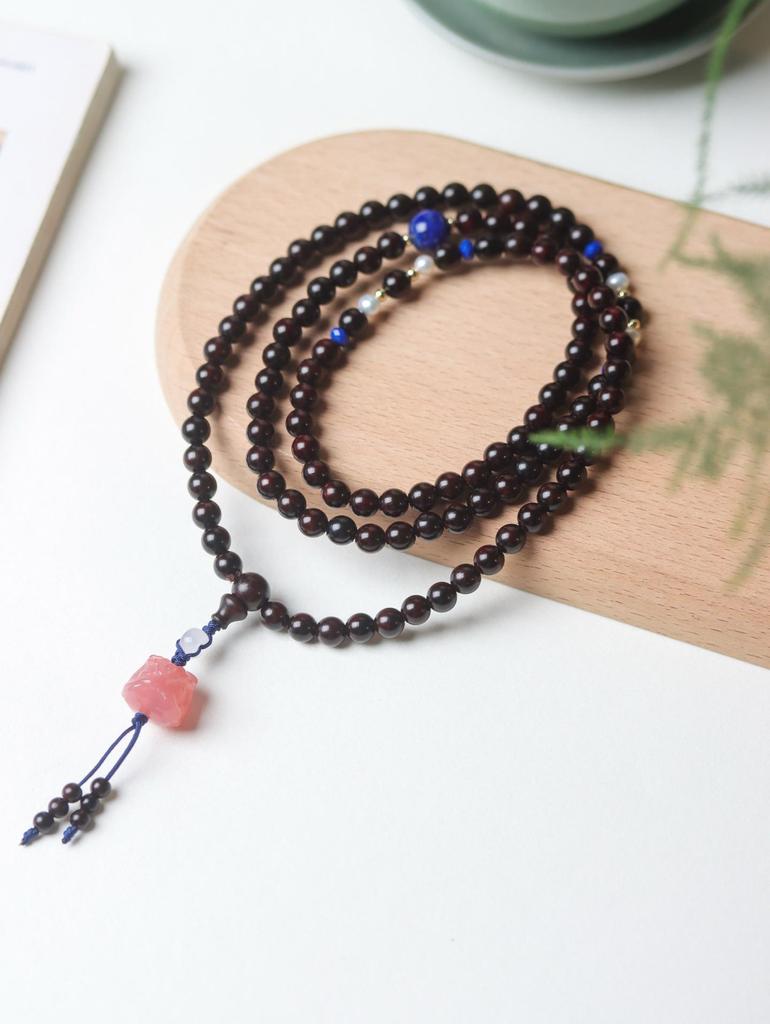 Small-Leaf Rosewood Buddhist Beads Bracelet - 0.8 Multiloop for Men & Women