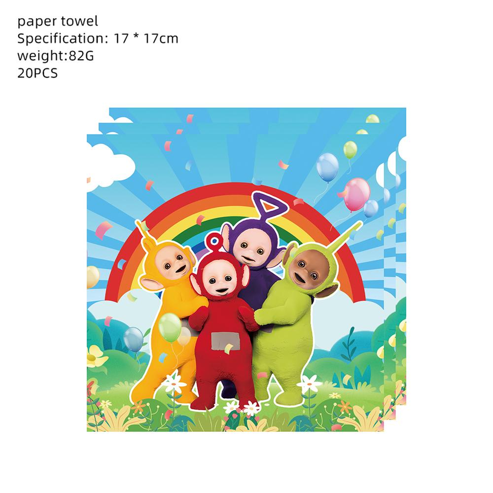 51pcs Teletubbies Cartoon Tableware Includes Plates Napkins Cups Tablecloth