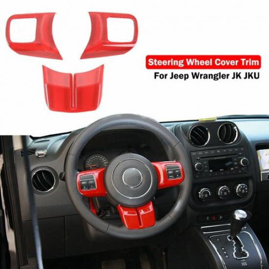 Red Steering Wheel Cover Trim For Jeep Wrangler JK 11-17/Grand Cherokee /Compass