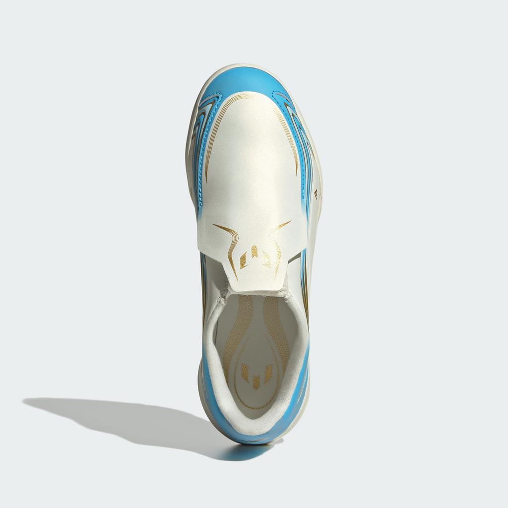 adidas F50 Messi League Laceless TF Little Kid 'Ivory Semi Blue Burst'