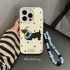 Polka Dot Embroidery Dachshund for IPhone16promax for Apple 14 Phone Case 13 Anti-fall 12 Soft 11/15