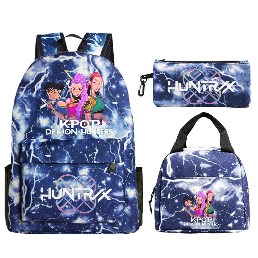 Kpop Demonunters Peripheral Children'S Backpack Elementary And Secondary School Bag Three-Piece Set