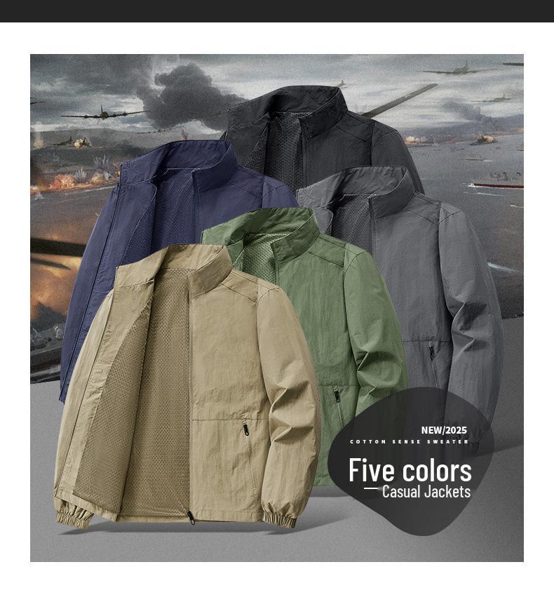 2026 Trendy Men's Lightweight Stand Collar Jacket - Spring/Autumn Casual Outerwear