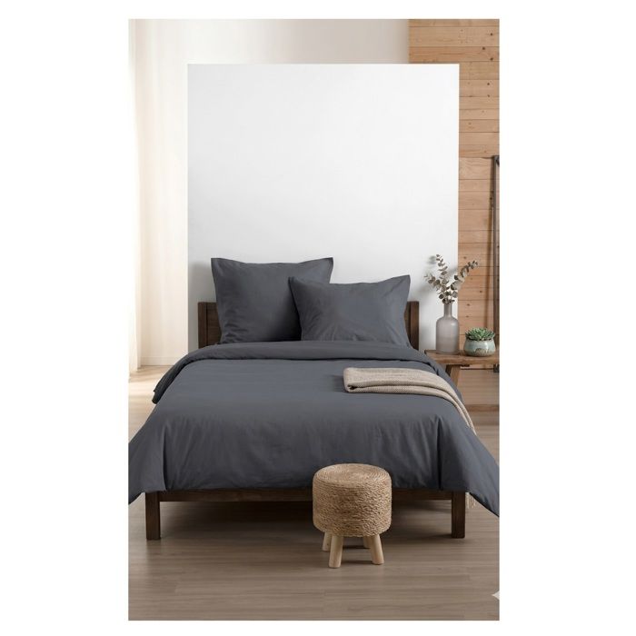 Housse de couette en coton 200 x 200 cm uni Edenne ardoise