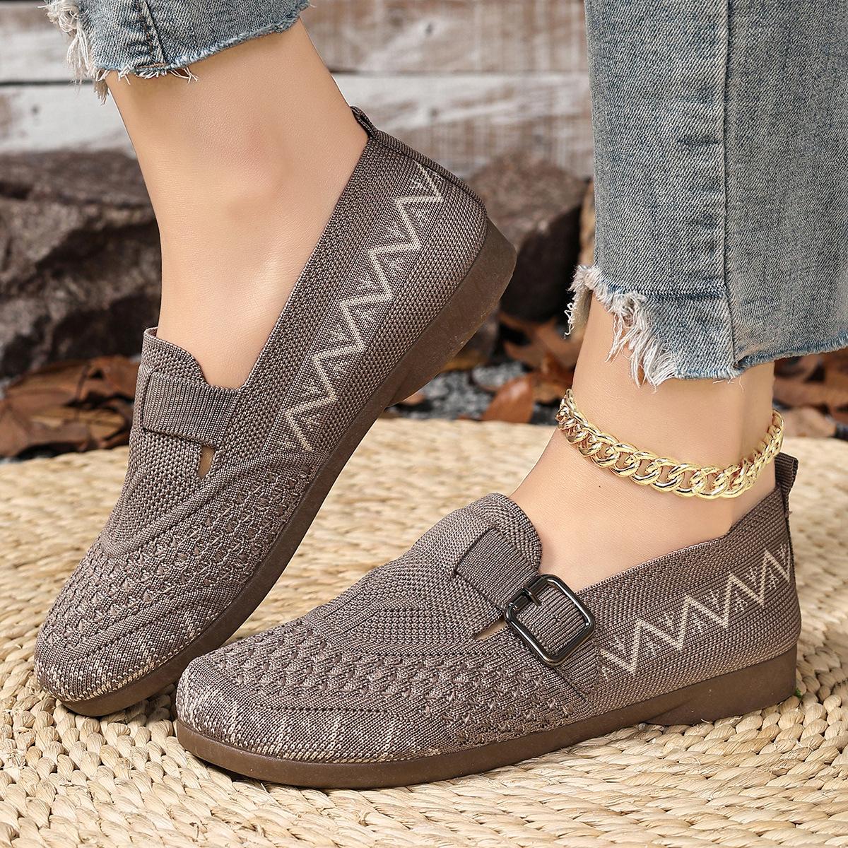 

Women s Casual Slip On Ballet Flats Anti-Slip Office Work Lightweight Round Toe Walking Shoes Breathable Loafers for Women Knitted Dress Shoes 41 коричневый